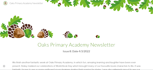 Oaks Primary Academy Newsletter Issue 8 (4th March 2022)